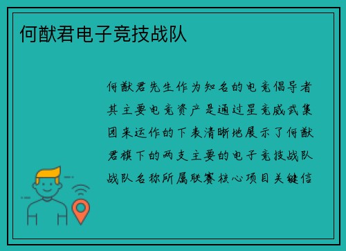 何猷君电子竞技战队